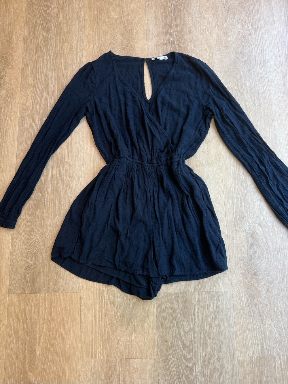 Hollister Navy Long-Sleeve Keyhole Romper